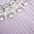 Lilac Chiffon Feather Midi Dress Avalabel
