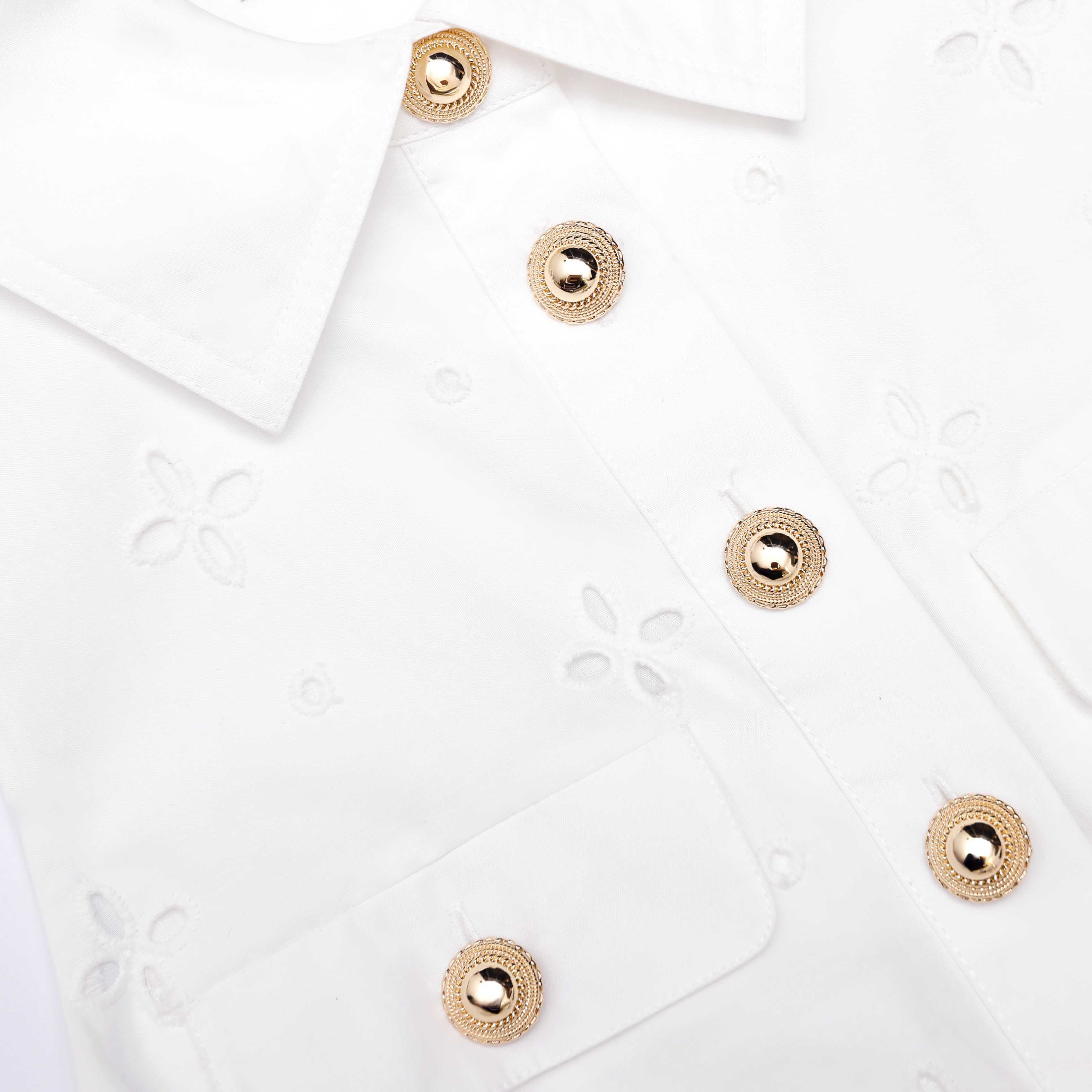 elsie White Cotton Broderie Collared Midi Dress Avalabel