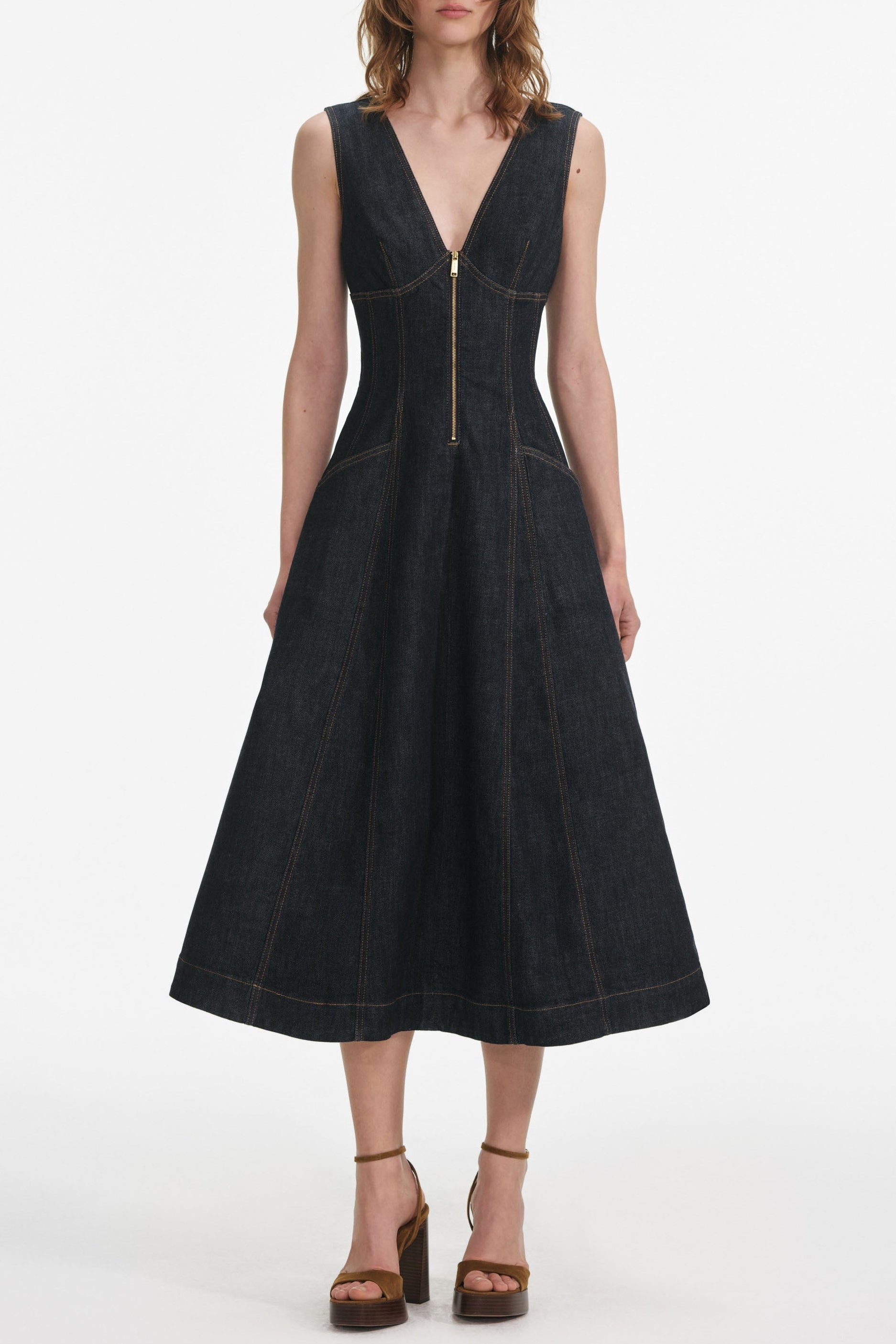 sally Indigo Denim Midi Dress Avalabel