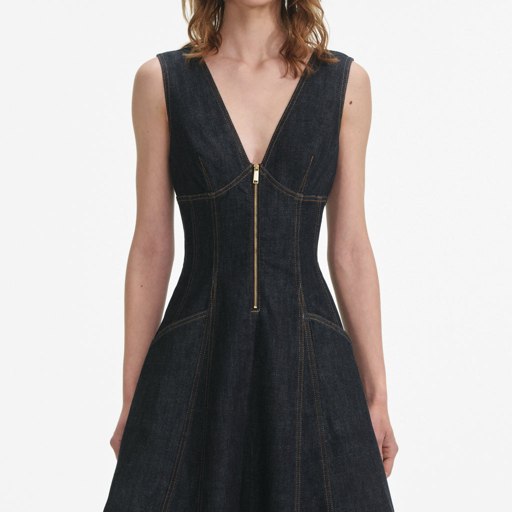 sally Indigo Denim Midi Dress Avalabel