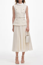 zoe Cream Boucle Sleeveless Midi Dress Avalabel
