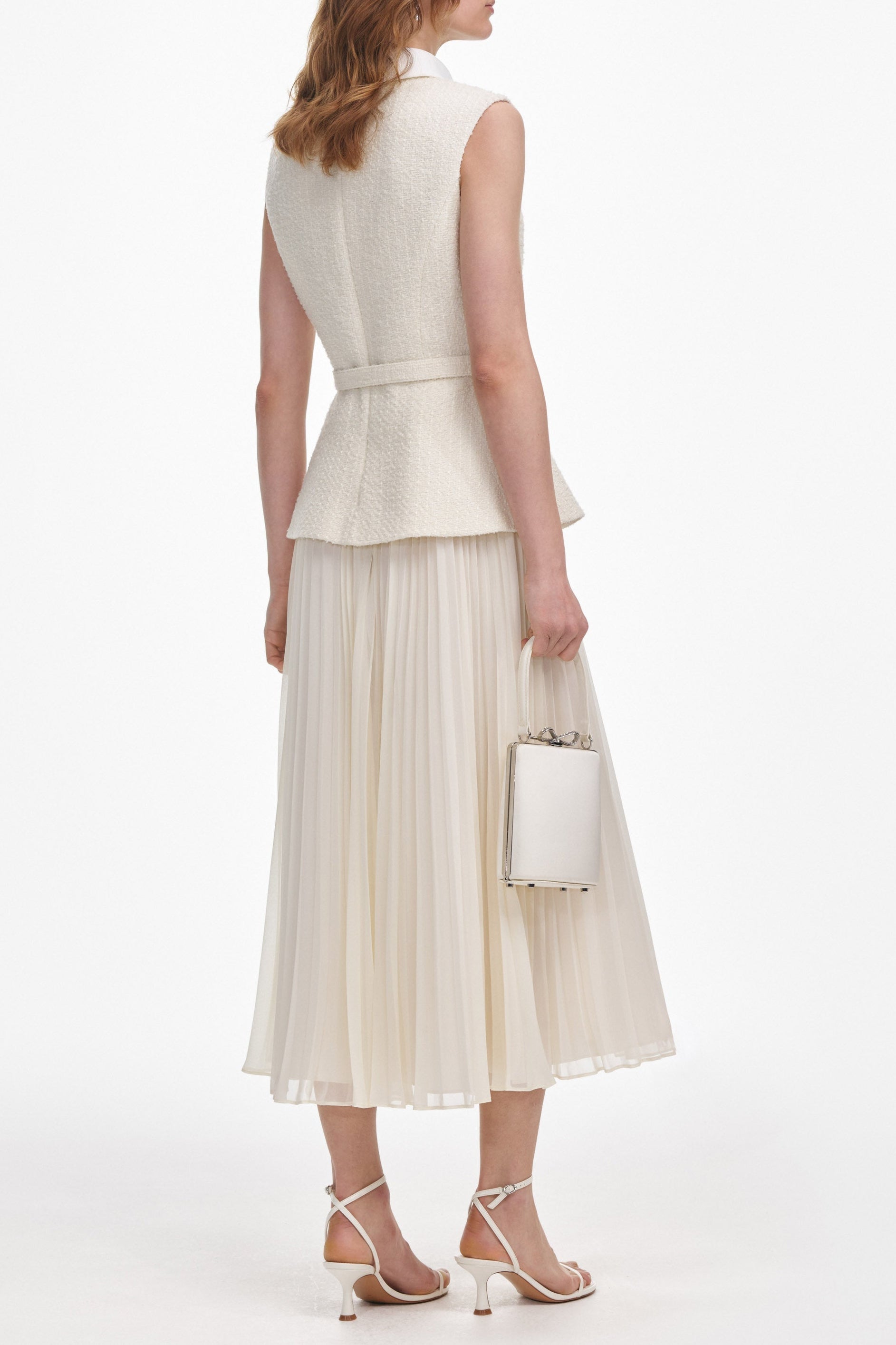 zoe Cream Boucle Sleeveless Midi Dress Avalabel