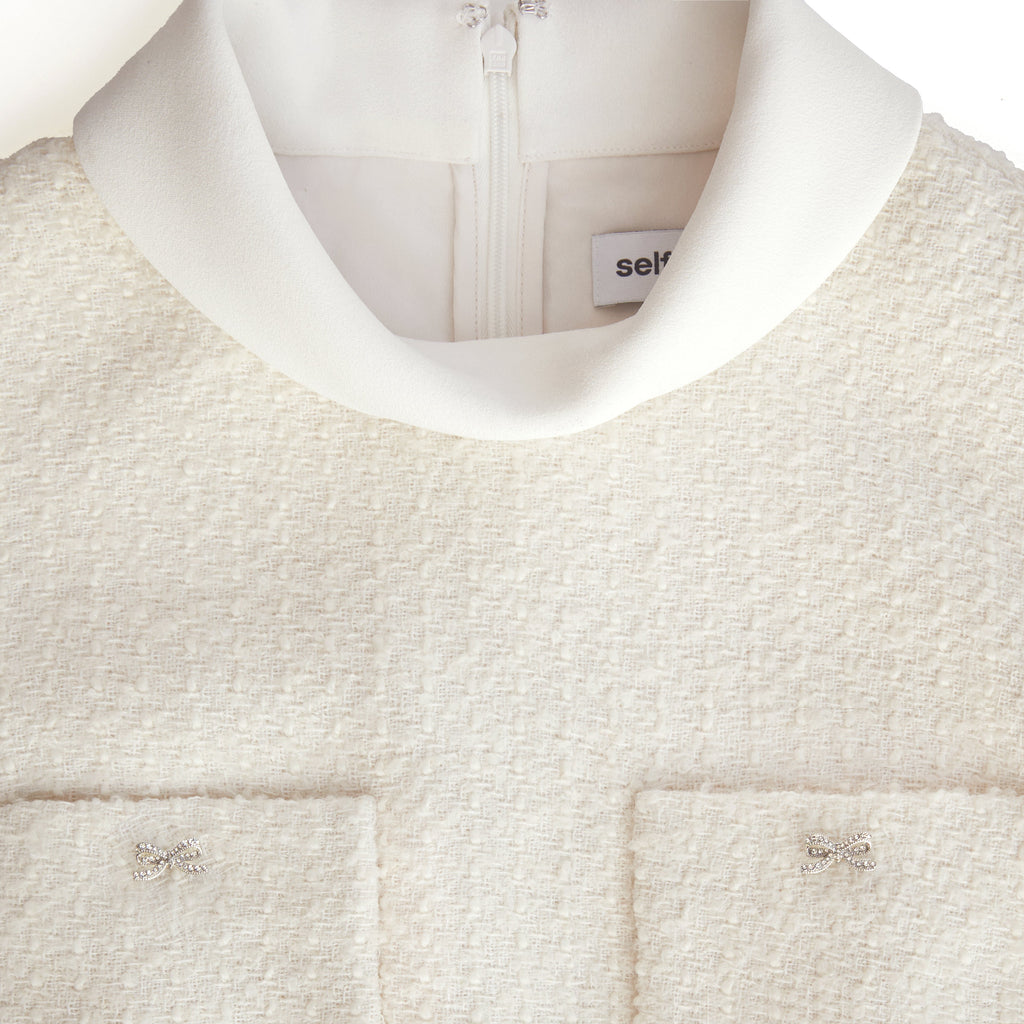 zoe Cream Boucle Sleeveless Midi Dress Avalabel