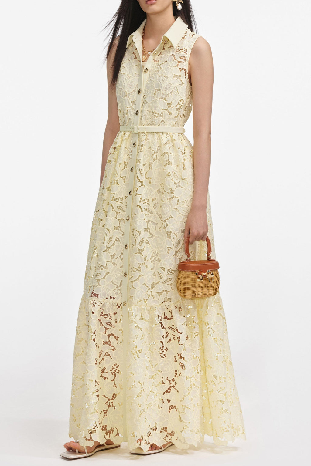 ingrid Yellow Lace Maxi Dress Avalabel