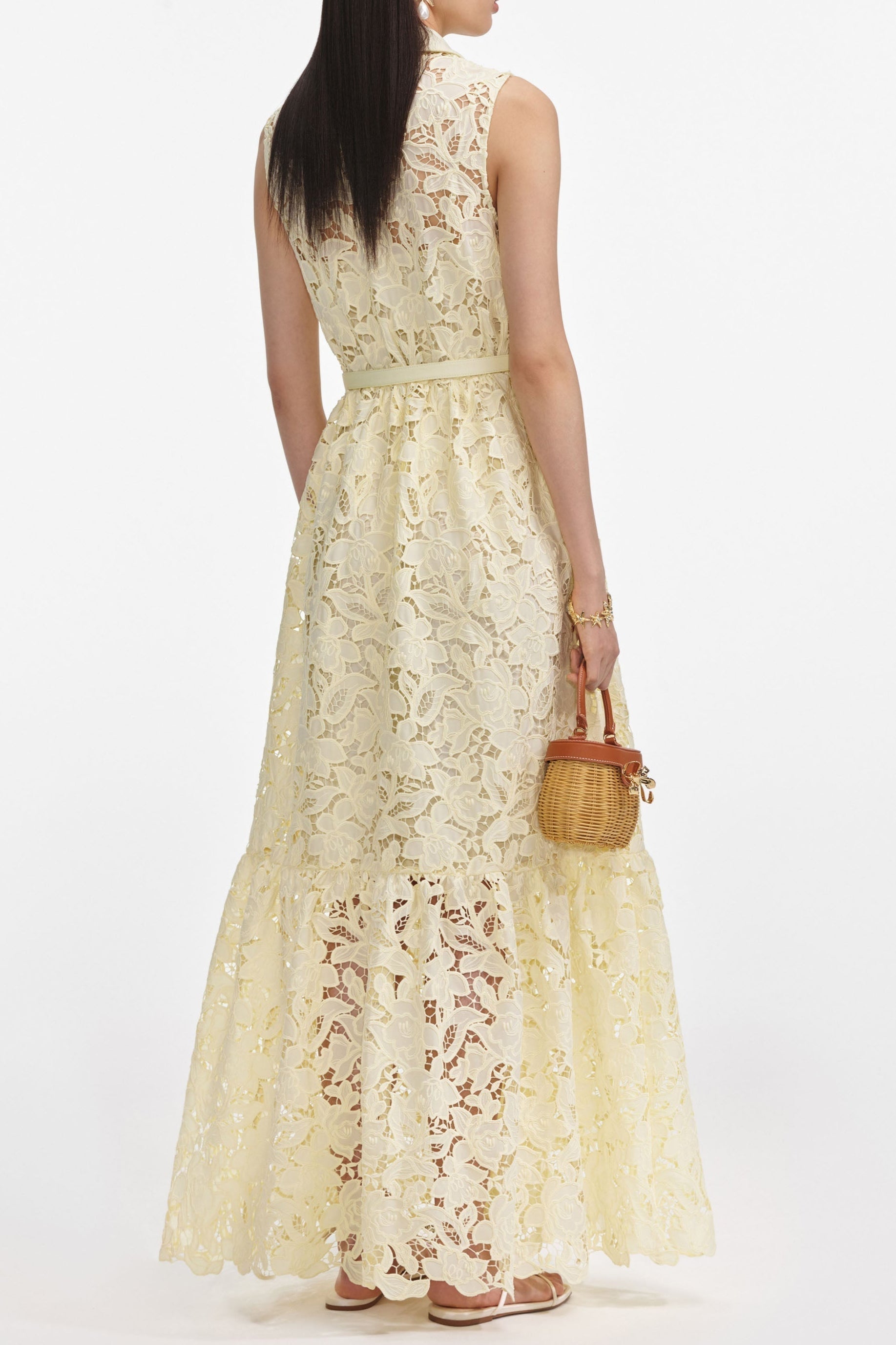 ingrid Yellow Lace Maxi Dress Avalabel