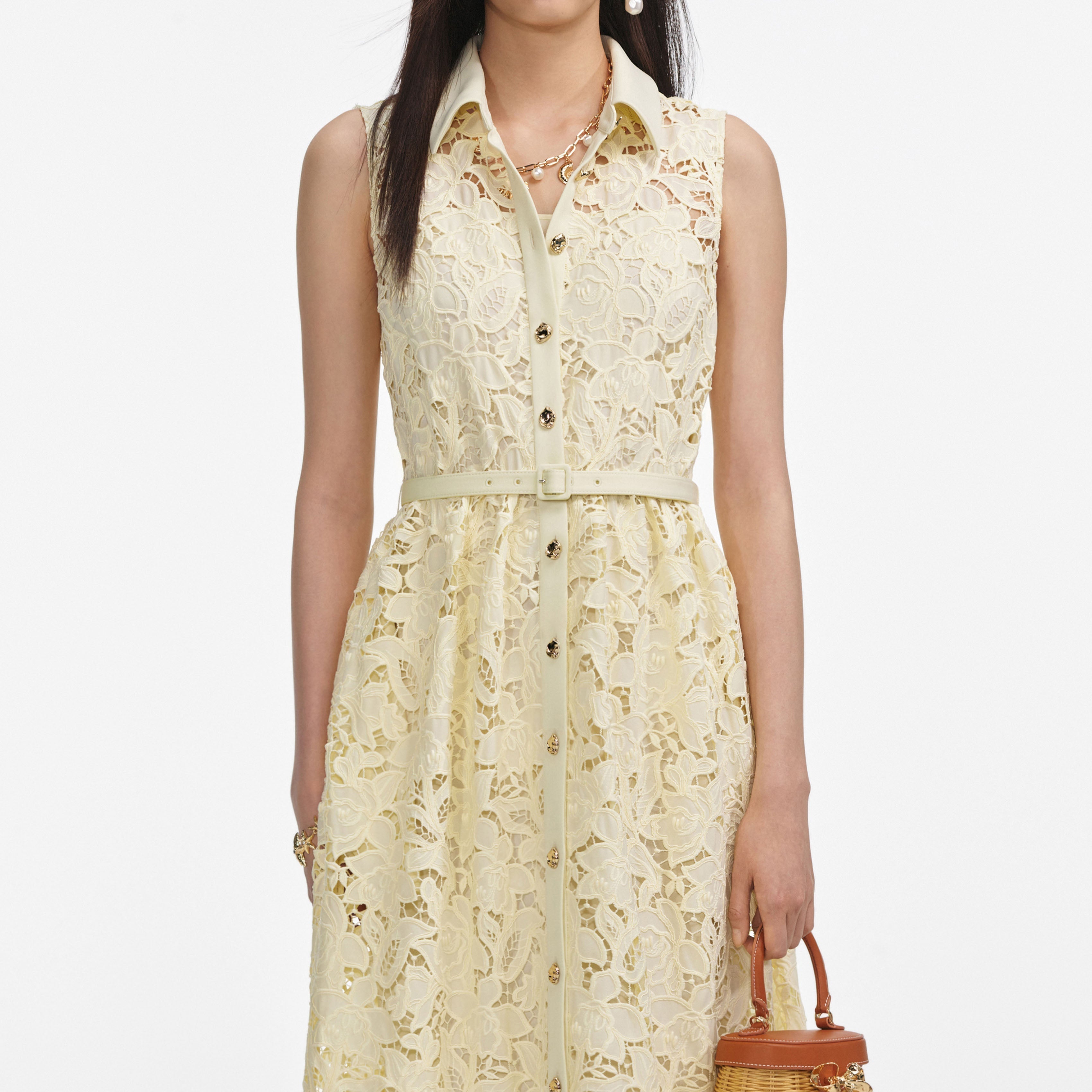 ingrid Yellow Lace Maxi Dress Avalabel