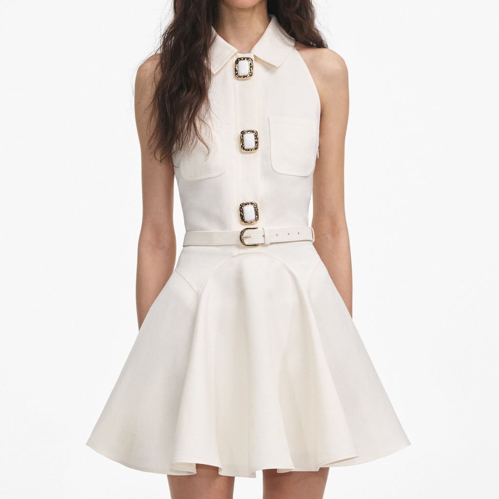 patricia Cream Linen Mini Dress Avalabel