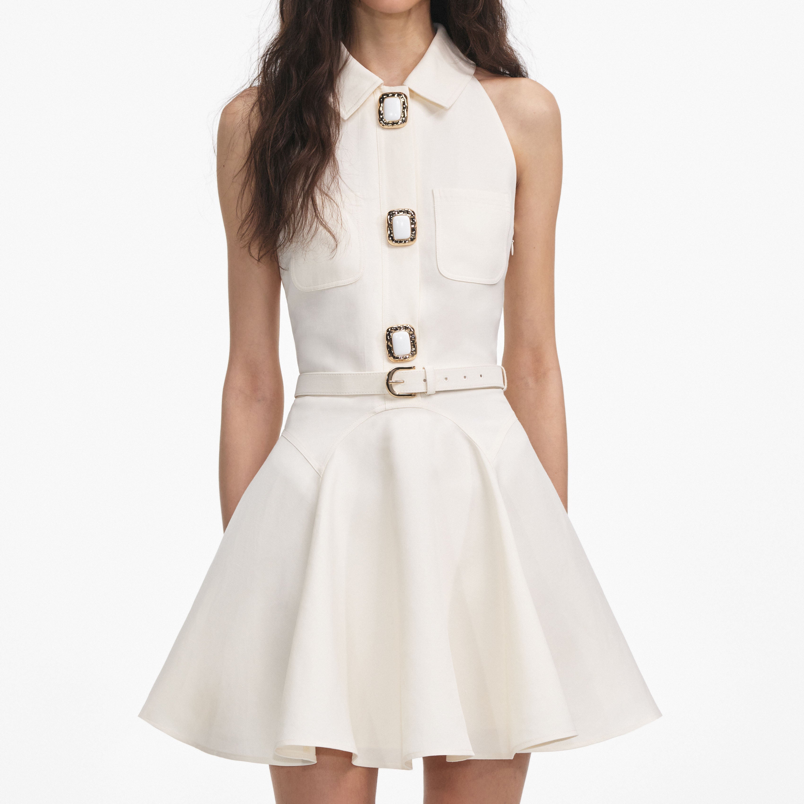 patricia Cream Linen Mini Dress Avalabel