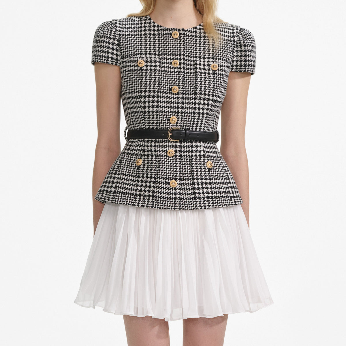 Houndstooth Mini Dress Avalabel