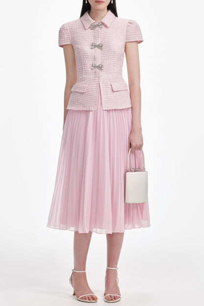 gill Pink Boucle Midi Dress