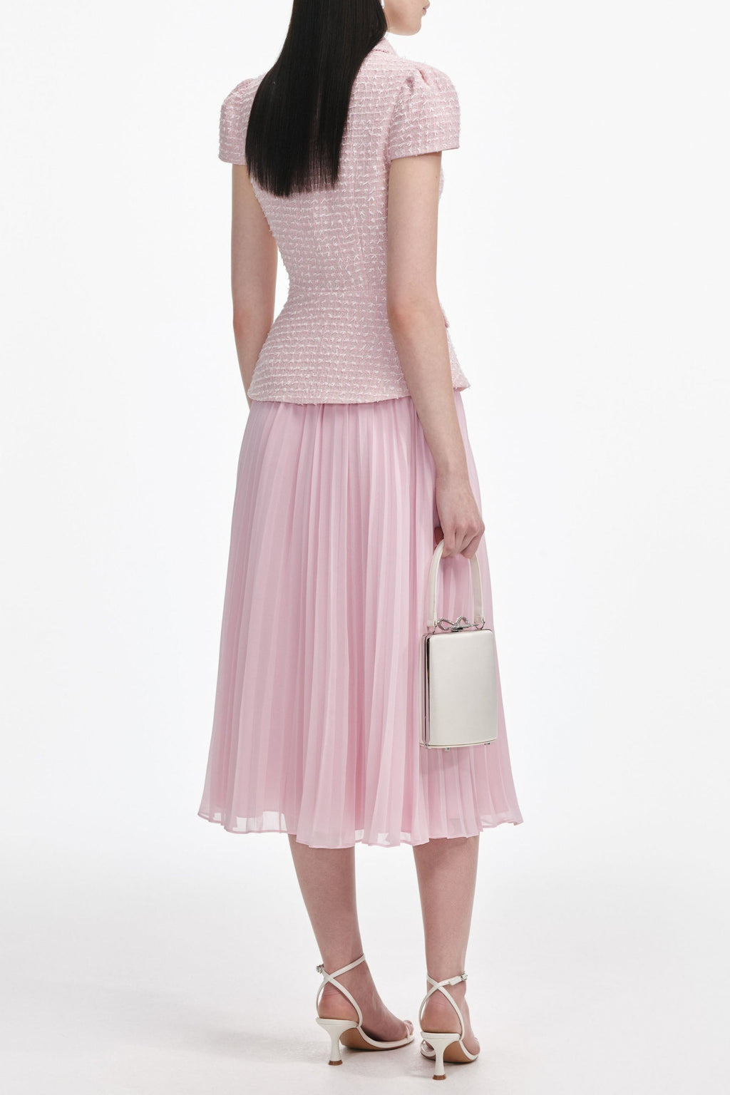gill Pink Boucle Midi Dress Avalabel