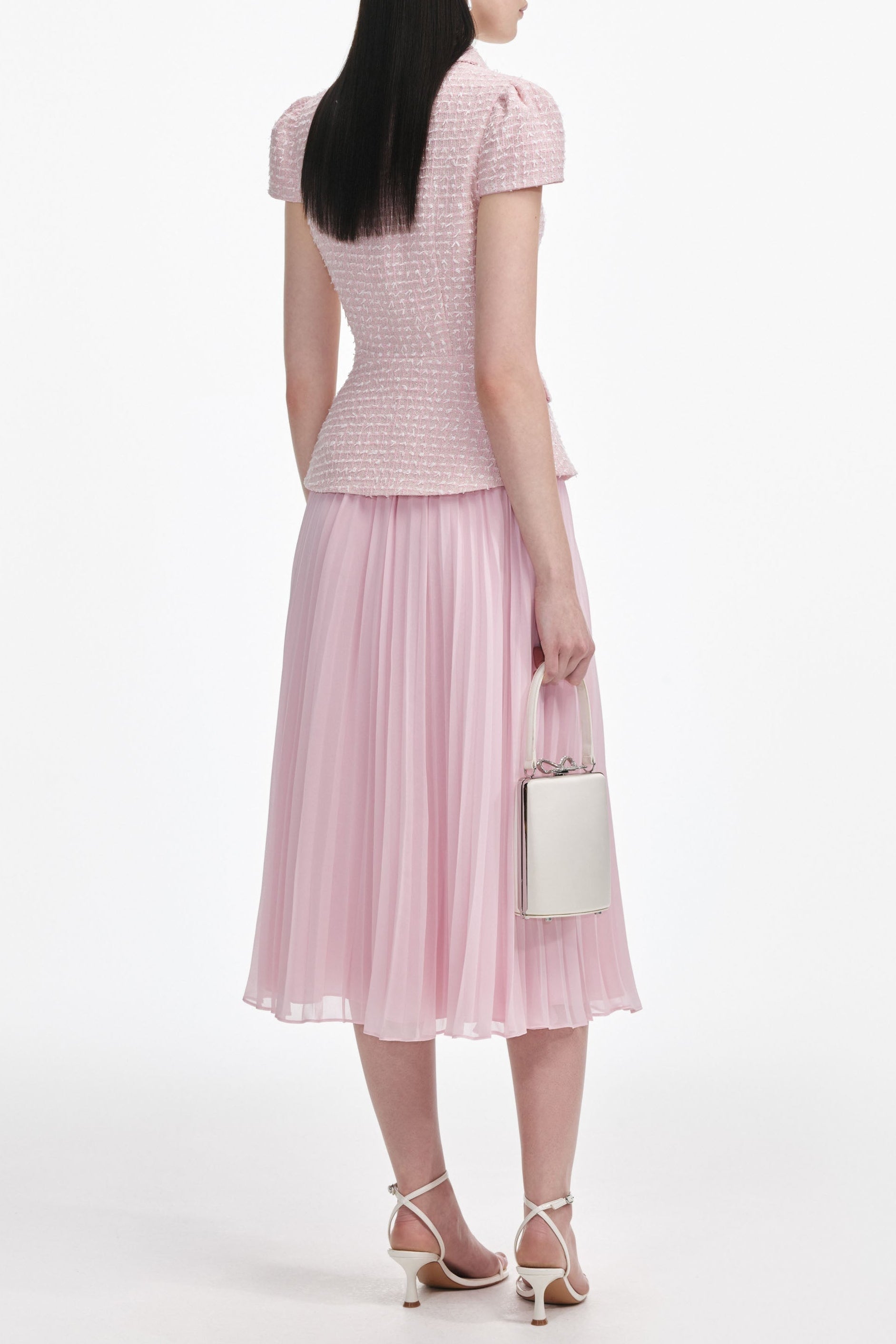 gill Pink Boucle Midi Dress Avalabel