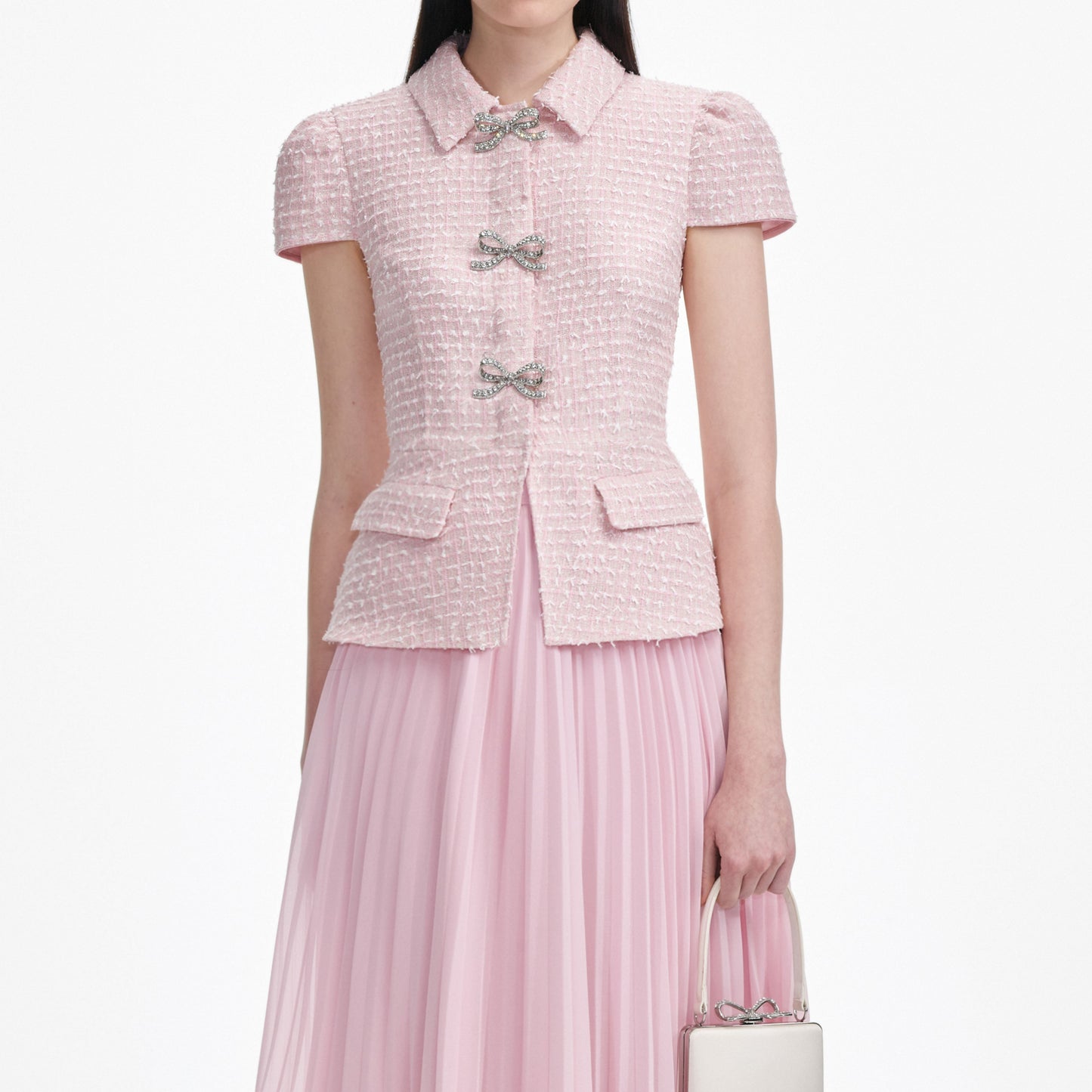 gill Pink Boucle Midi Dress
