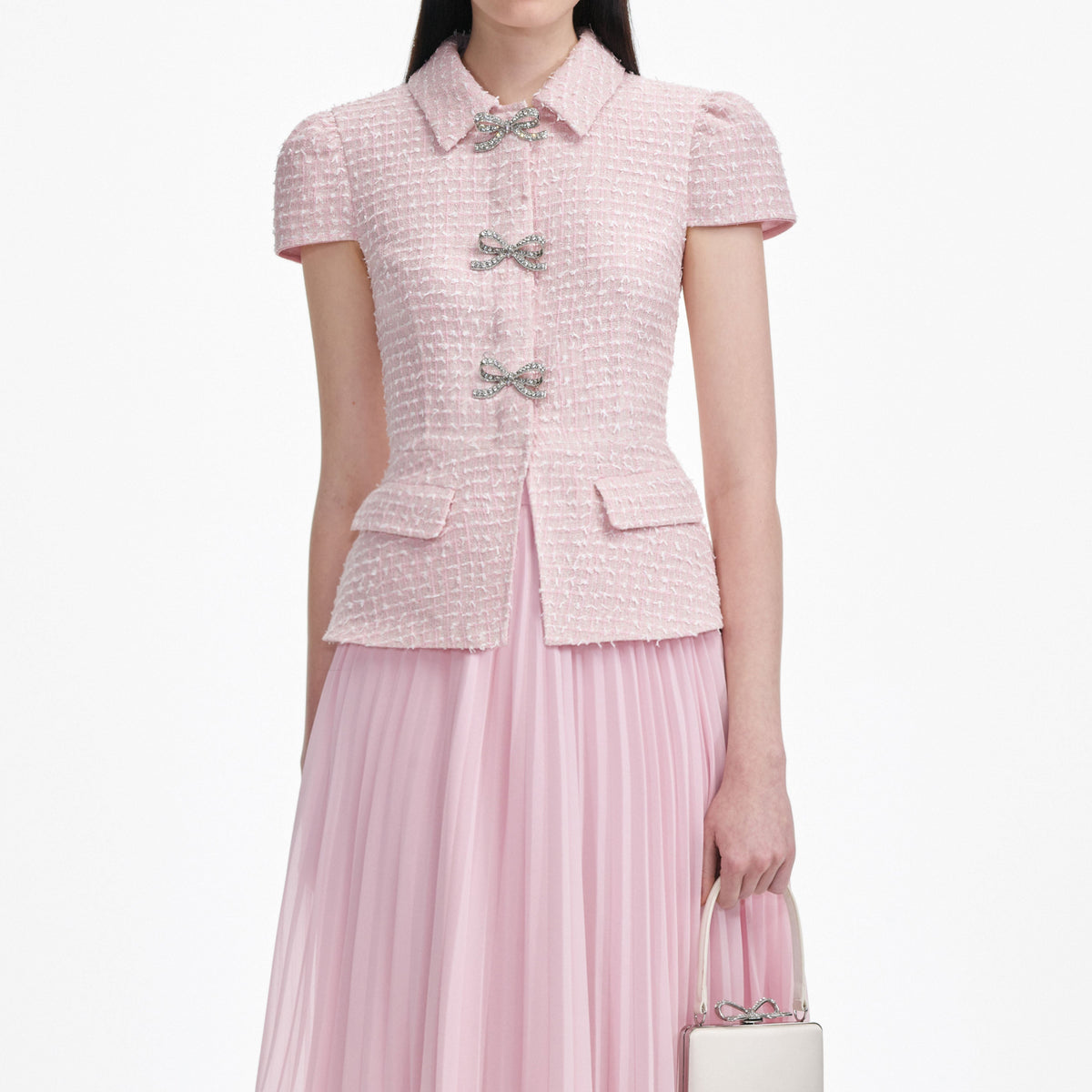 gill Pink Boucle Midi Dress Avalabel