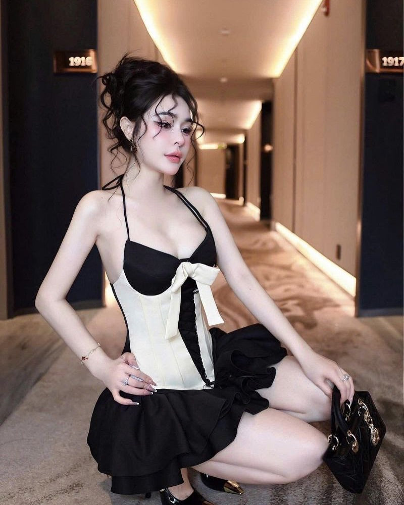 Dominic Halter Black White Patchwork Mini Dress Avalabel