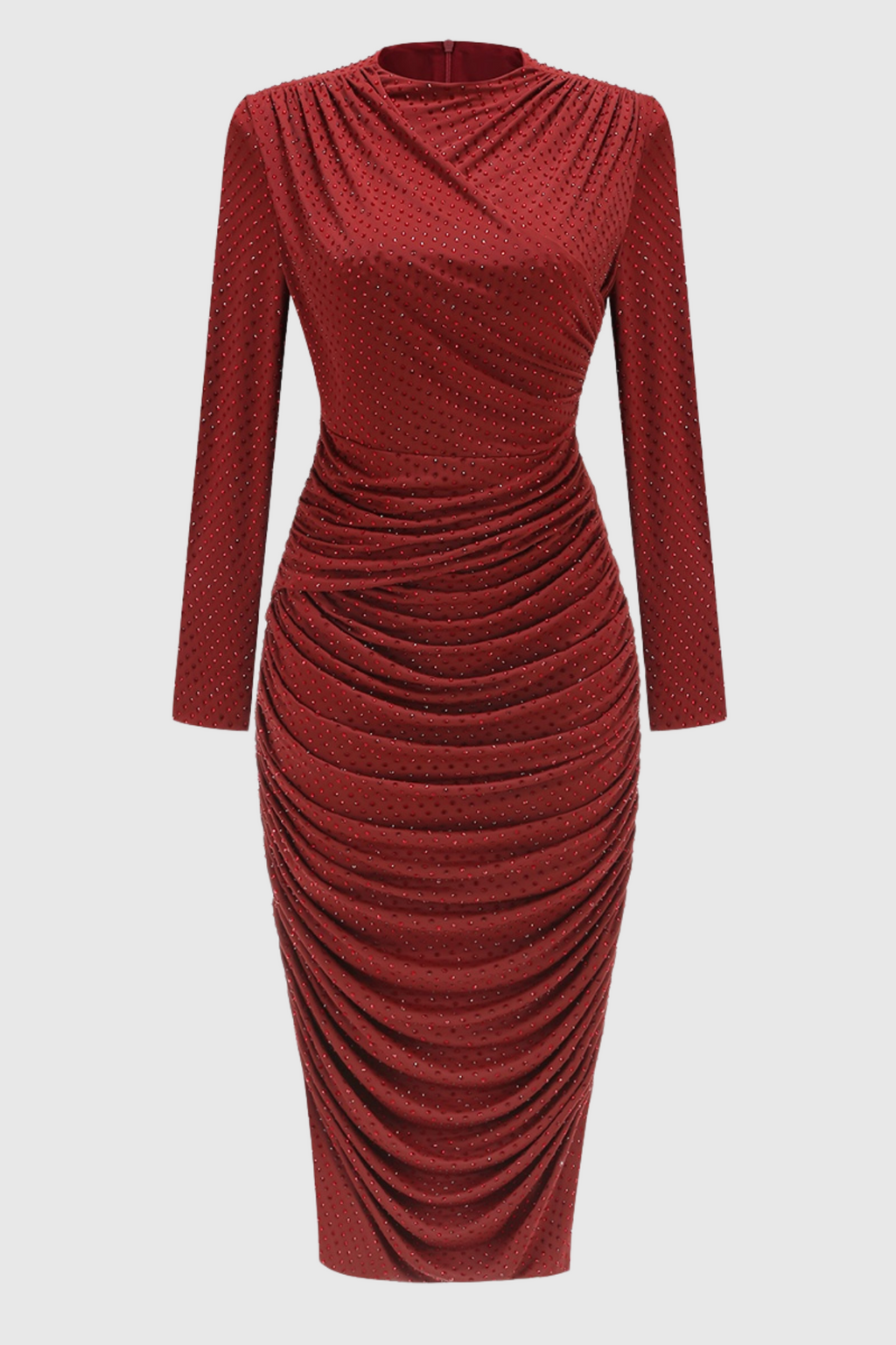 Pallavi Crystal Embellished Ruched Midi Dress Avalabel