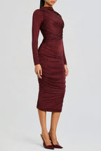Pallavi Crystal Embellished Ruched Midi Dress Avalabel