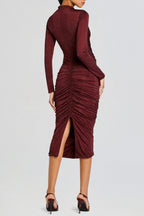 Pallavi Crystal Embellished Ruched Midi Dress Avalabel