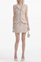 Pastel Boucle Tailored Mini Dress Avalabel