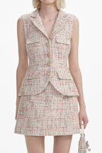 Pastel Boucle Tailored Mini Dress Avalabel