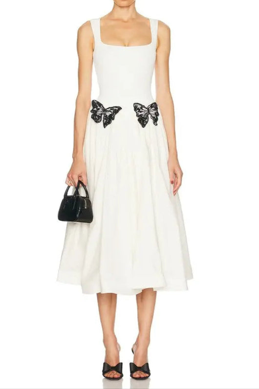 Butterfly Embellished Knit Midi Dress Avalabel