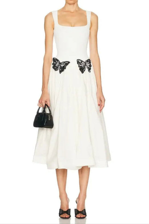 Butterfly Embellished Knit Midi Dress Avalabel