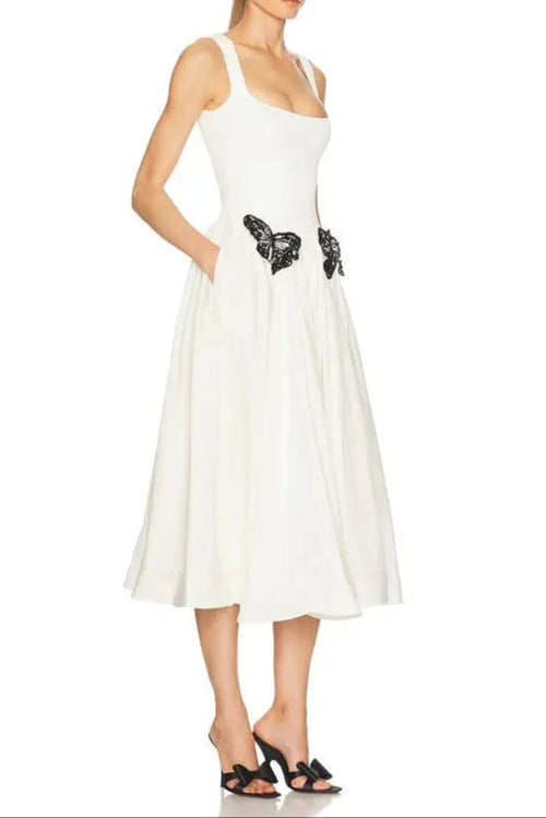 Butterfly Embellished Knit Midi Dress Avalabel
