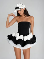 Archer Floral Strapless Mini Dress & Shorts Set Avalabel