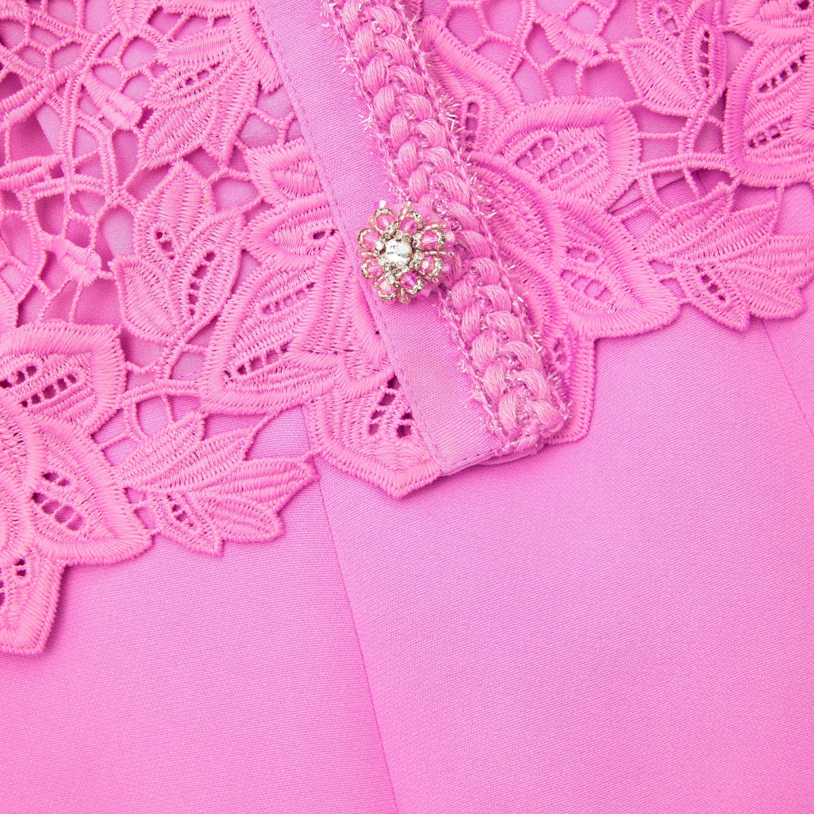 PINK LACE TAILORED MIDI DRESS Avalabel