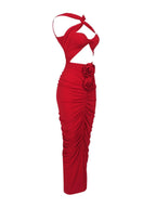 Pomeline Rose Bodycon Maxi Dress In Red Avalabel