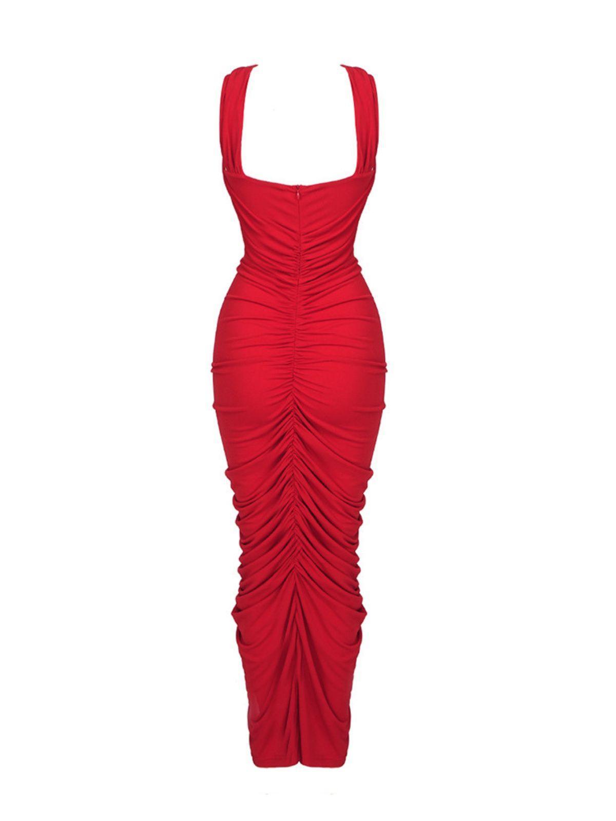 Pomeline Rose Bodycon Maxi Dress In Red Avalabel