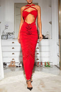 Pomeline Rose Bodycon Maxi Dress In Red Avalabel