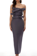 Virginia Grey Bow Bandage Bodycon Strapless Maxi Dress Avalabel