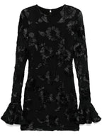 Floral-Embroidered Mesh Mini Dress In Black Soraya