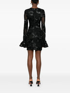 Floral-Embroidered Mesh Mini Dress In Black Soraya