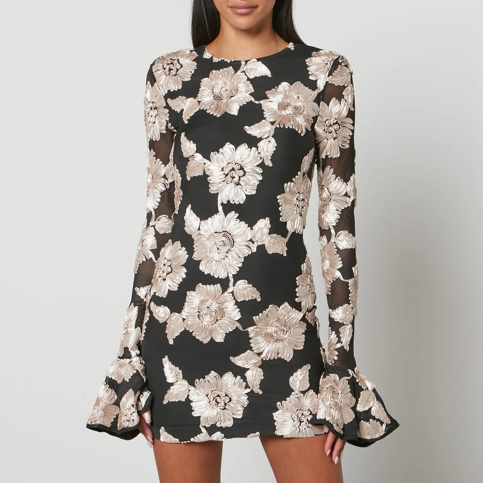 Floral-Embroidered Mesh Mini Dress Soraya