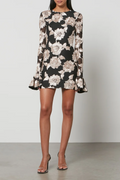  a floral dress with long sleeves 