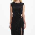 joa Black Velvet Embellished Maxi Dress Avalabel