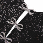 Janice Black Sequin Tweed Bow Mini Dress Avalabel