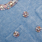 Kimberley Rhinestone Peplum Knit Midi Dress in Blue Avalabel