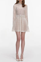 odelette Cream Organza Lace Mini Dress Avalabel