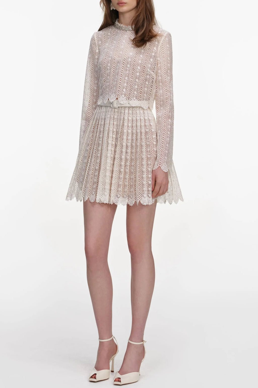 odelette Cream Organza Lace Mini Dress Avalabel