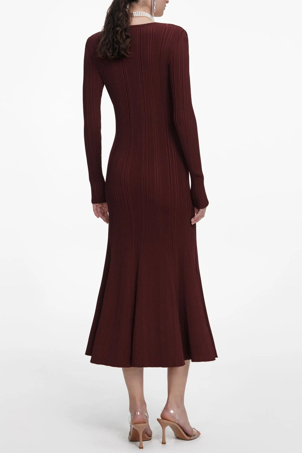 apphia Brown Contrast Lace Knit Midi Dress Avalabel