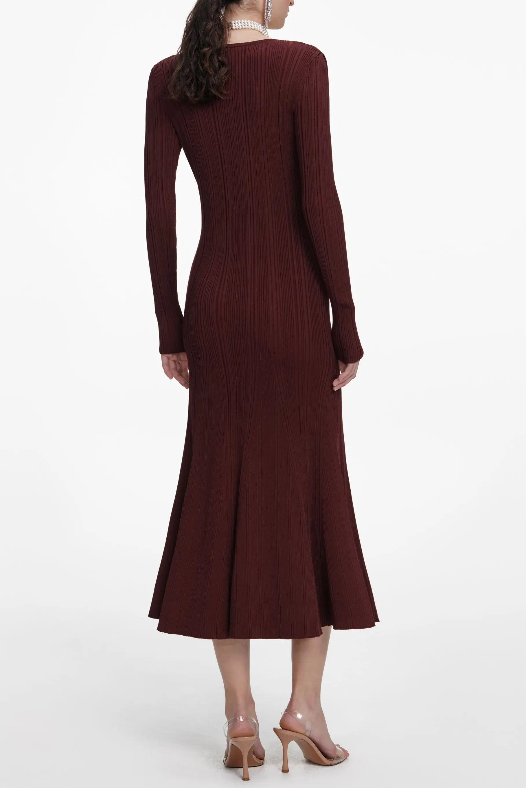 apphia Brown Contrast Lace Knit Midi Dress Avalabel