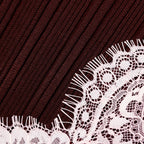apphia Brown Contrast Lace Knit Midi Dress Avalabel
