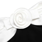 Sandra Off-Shoulder 3D Flower Maxi Dress in Black Avalabel