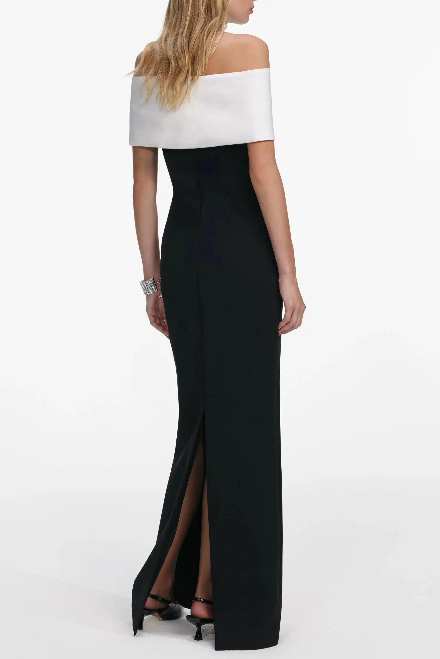 Sandra Off-Shoulder 3D Flower Maxi Dress in Black Avalabel