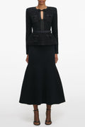 Molly Black Sequin Knit Tailored Midi Dress Avalabel