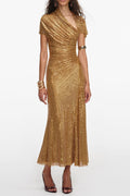Kimberley Gold Rhinestone Drape Cutout Maxi Dress Avalabel
