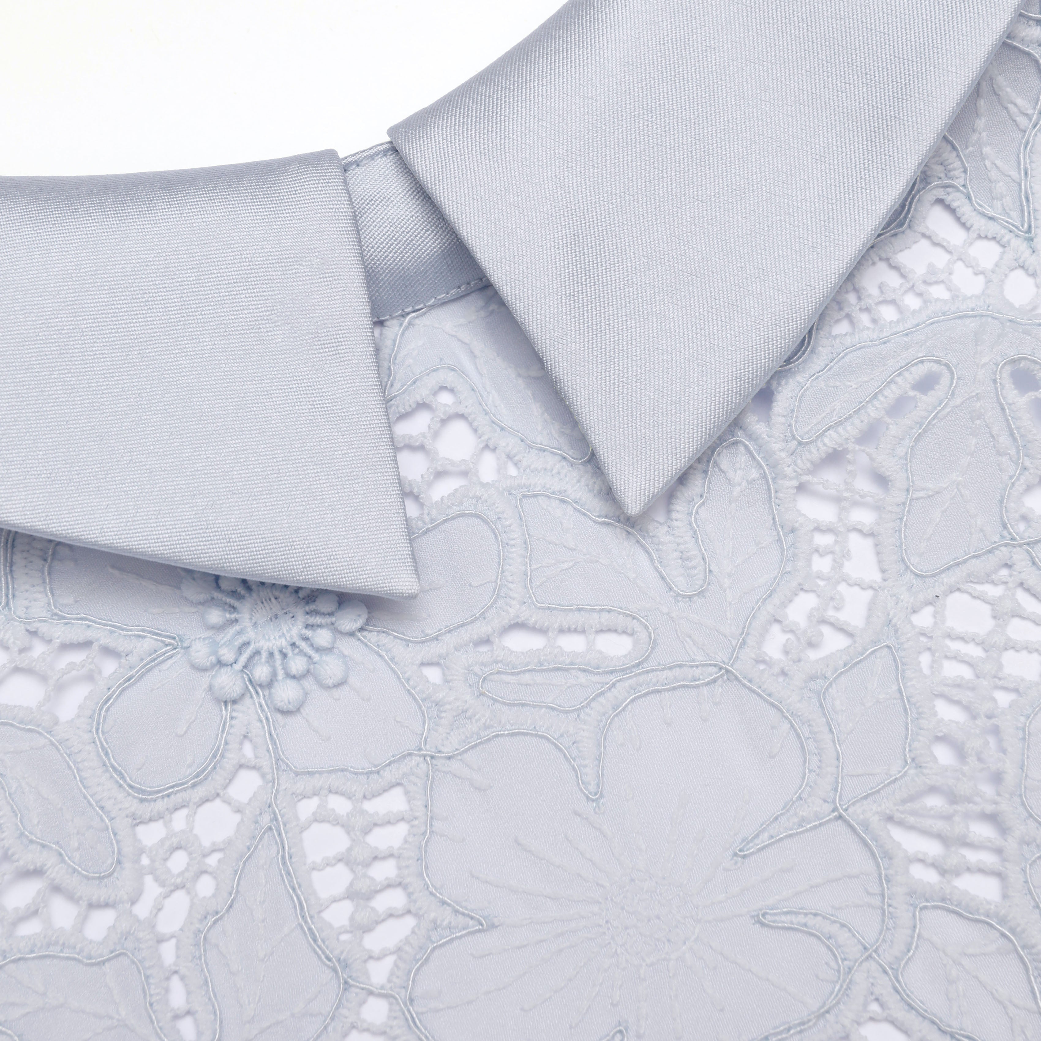 Zenobia Pale Blue Guipure Lace hollow Midi Dress Avalabel
